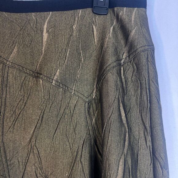 Neesh by DAR Shiny Green Crinkle Crushed Taffeta Aline Circle Skirt Size Large - Picture 7 of 12